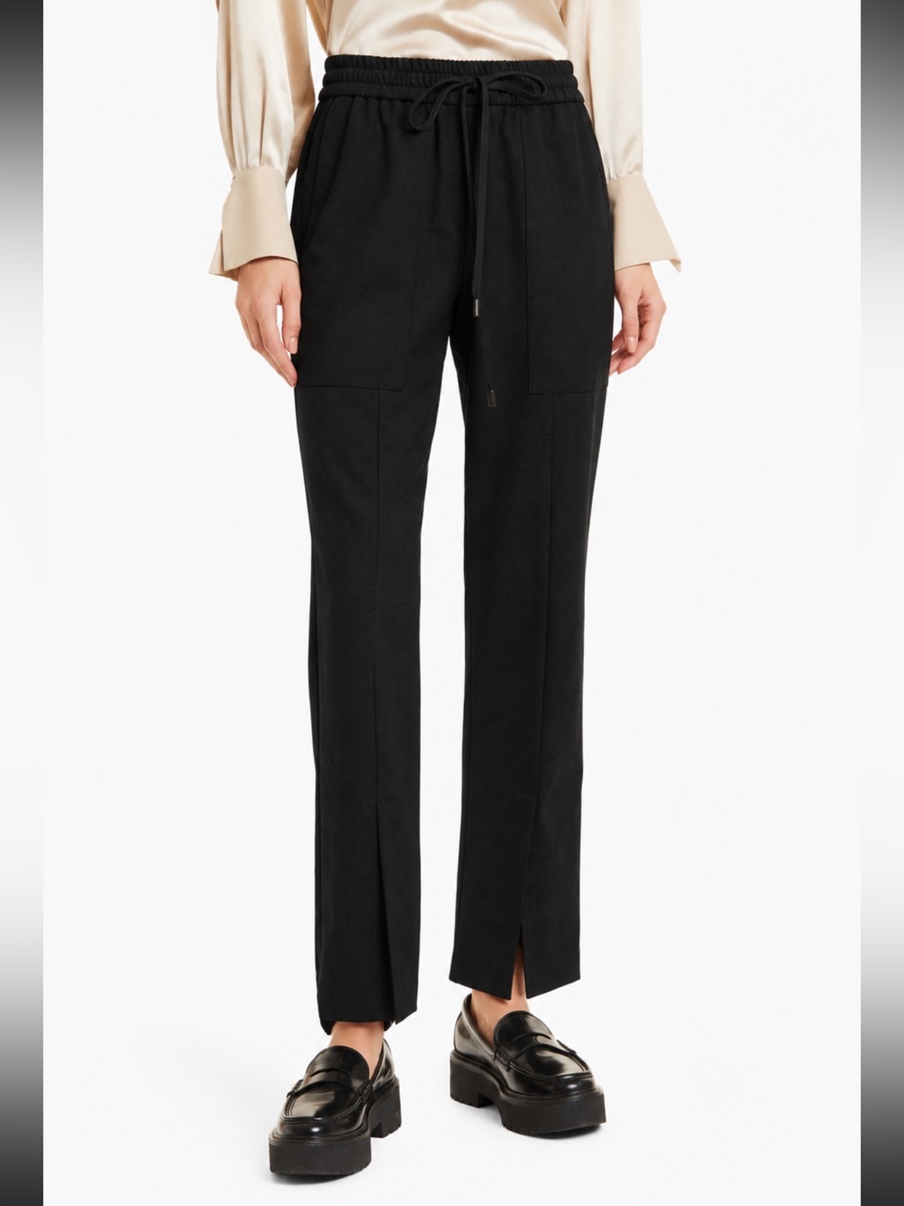 TWP Stretch Wool Split Hem Drawstring Pants Black Size XS